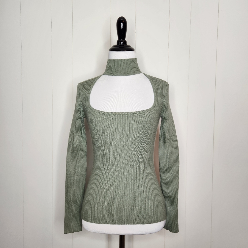 Jonathan Simkhai Gray Ribbed Cutout Top - Picture 3 of 8